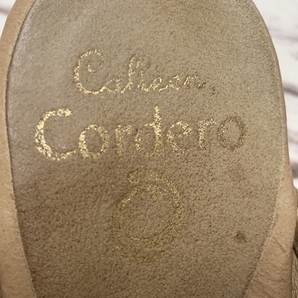 Carlleen Cordero Tan Suede Leather Slip On Block Mid Heels Studs Slip On Clogs - Picture 10 of 10
